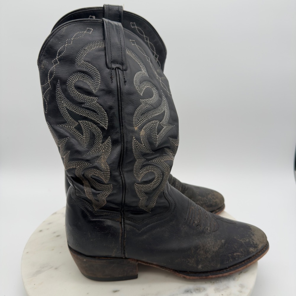 Dan Post Cowboy Boots Mens 9 D Black Leather Western Pointed Toe DP2110 R 1440 - Picture 9 of 10